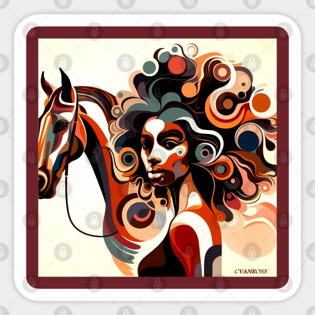 #1. Afro Queen and her horse by Charlotte VanRoss Sticker by Charlotte VanRoss 